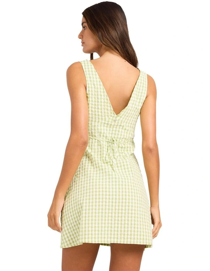 Charlie Check Mini Dress In Leaf Green image 2
