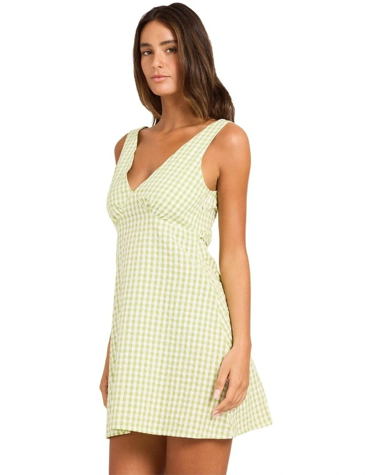 Charlie Check Mini Dress In Leaf Green image 3