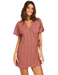 Aurora Wrap Mini Dress In Dusty Orange