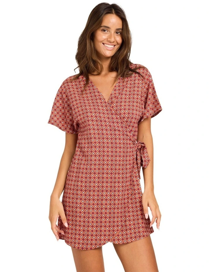 Aurora Wrap Mini Dress In Dusty Orange image 1