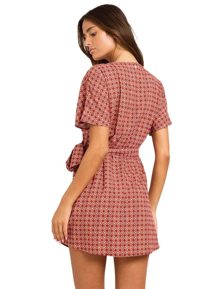 Aurora Wrap Mini Dress In Dusty Orange image 2