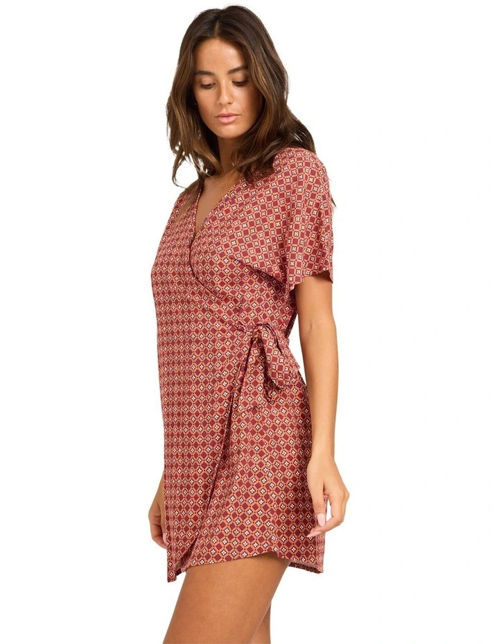 Aurora Wrap Mini Dress In Dusty Orange image 3