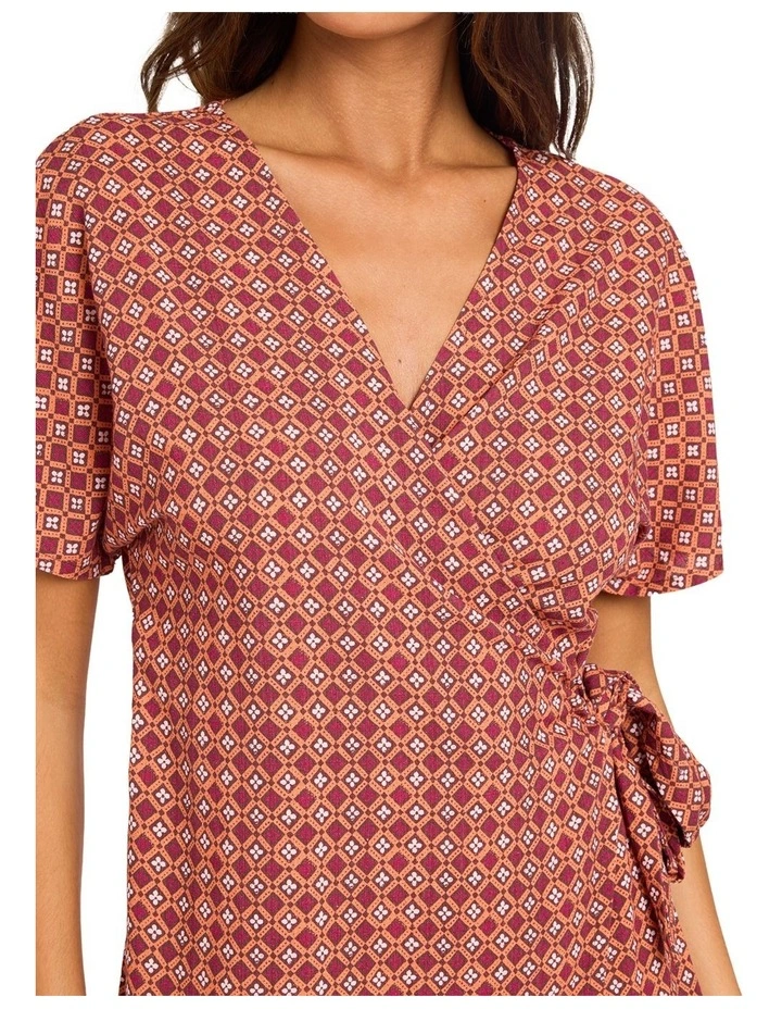 Aurora Wrap Mini Dress In Dusty Orange image 4