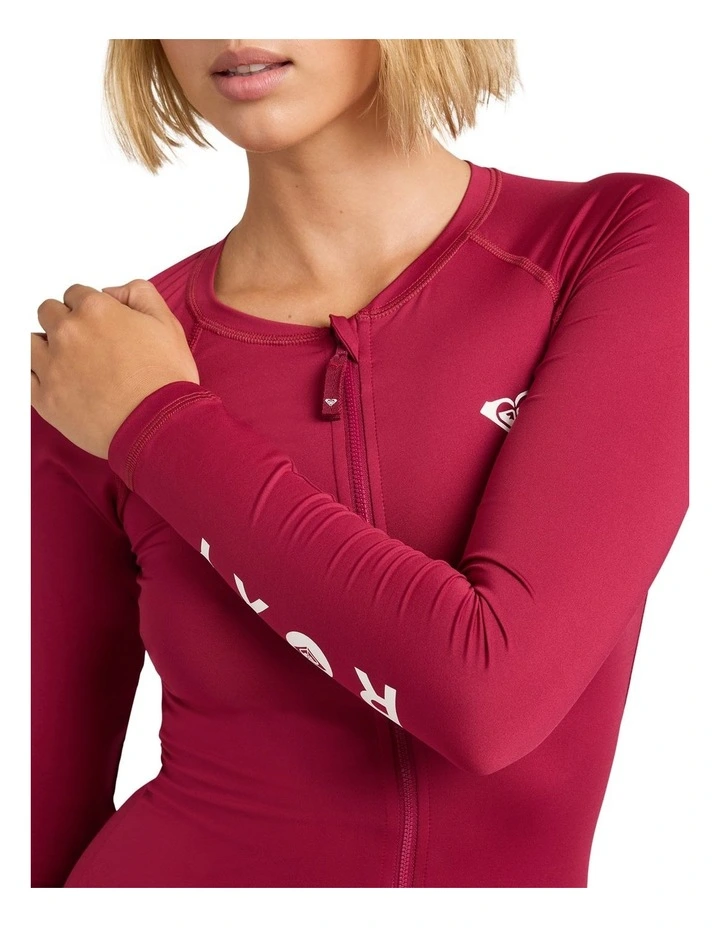 Essentials Long Sleeve Zipp Rashguard In Beet Red image 4