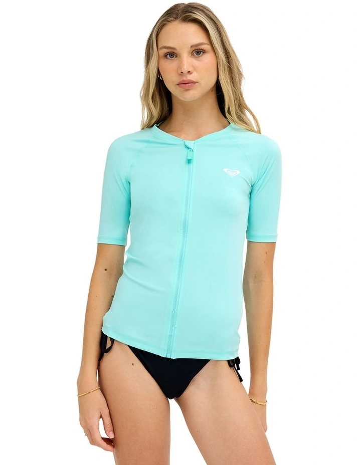 Essentials Zip Rashguard In Aruba Blue image 1