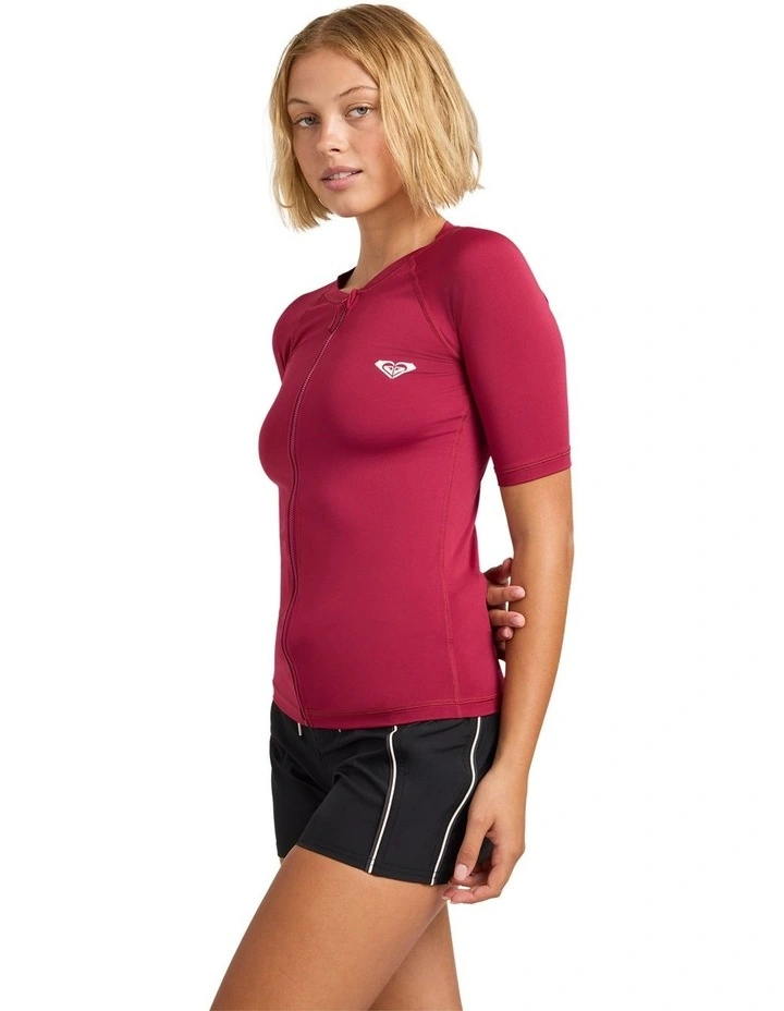 Essentials Zip Rashguard In Beet Red image 3