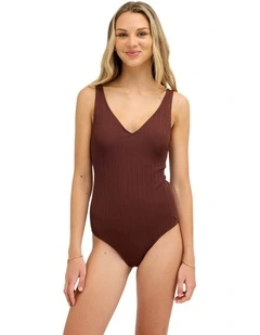 Roxy Love V Neck One Piece Swimsuit In Java
