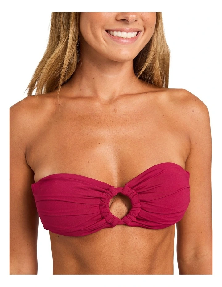 Beach Classics Bandeau Bikini Top In Beet Red image 4