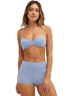 Charlie Check Underwire Bikini Top In Bijou Blue