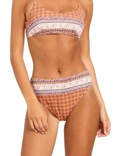 Aurora Mid Waist Mod Bikini Bottom In Dusty Orange