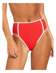 Aruba Field High Waist Retro Bikini Bottom In High Risk Red