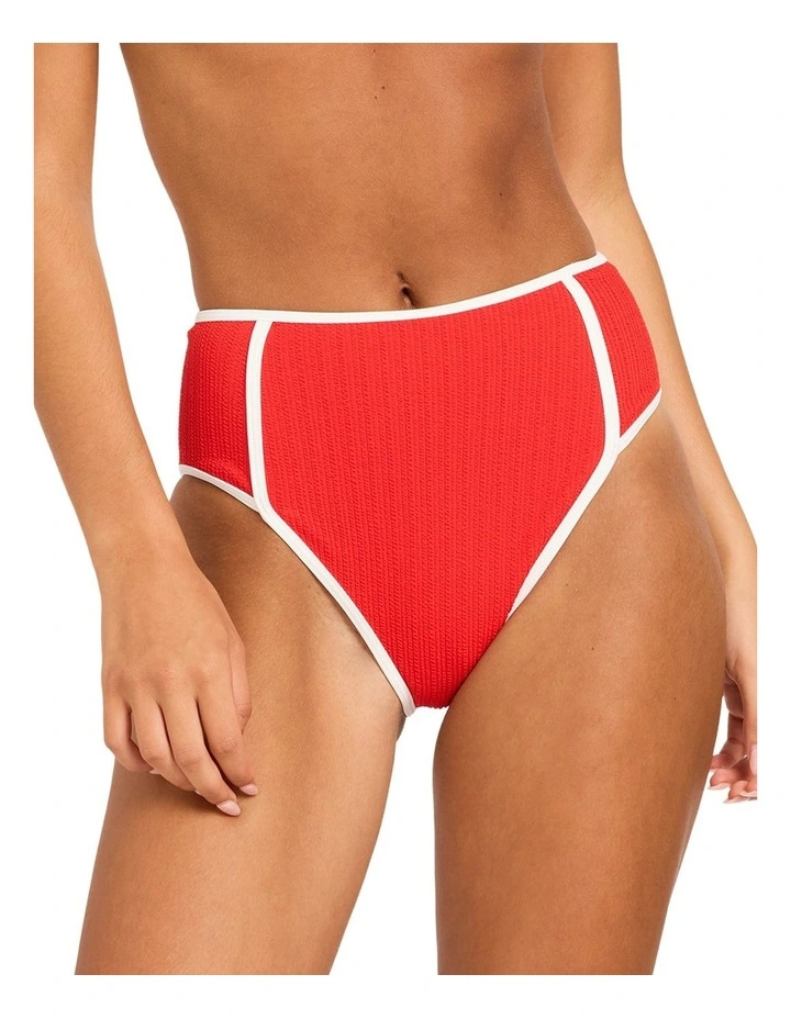 Aruba Field High Waist Retro Bikini Bottom In High Risk Red image 1