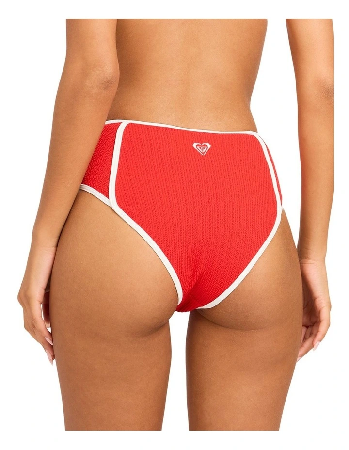 Aruba Field High Waist Retro Bikini Bottom In High Risk Red image 2
