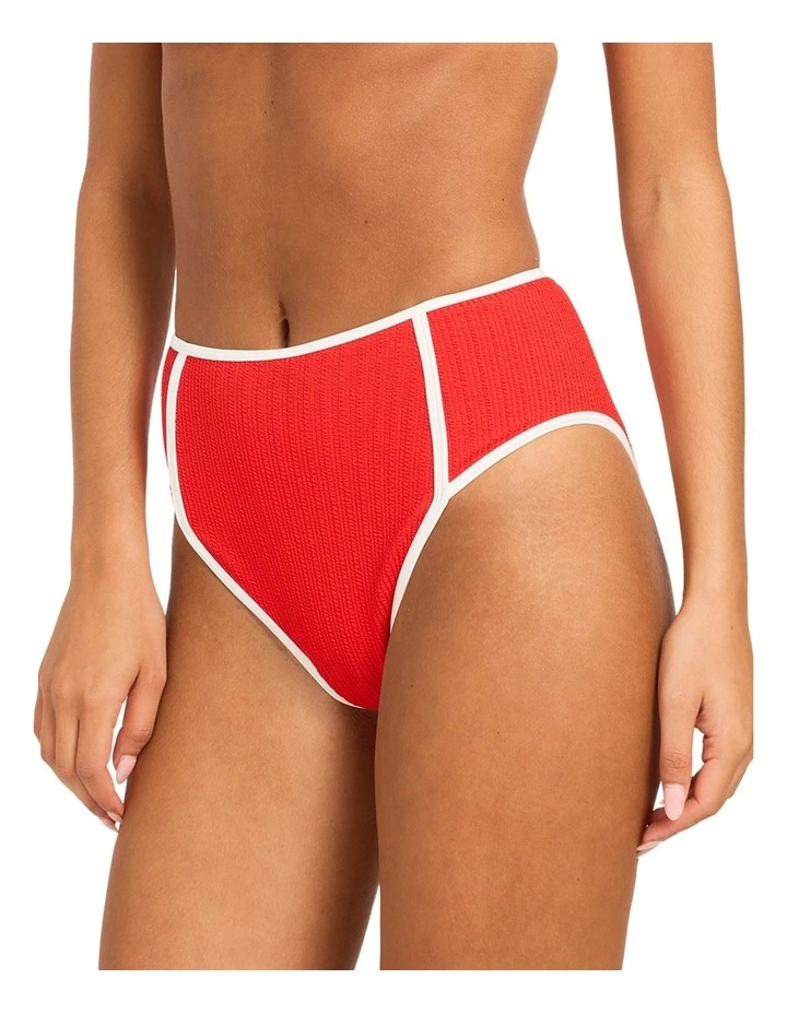 Aruba Field High Waist Retro Bikini Bottom In High Risk Red image 3