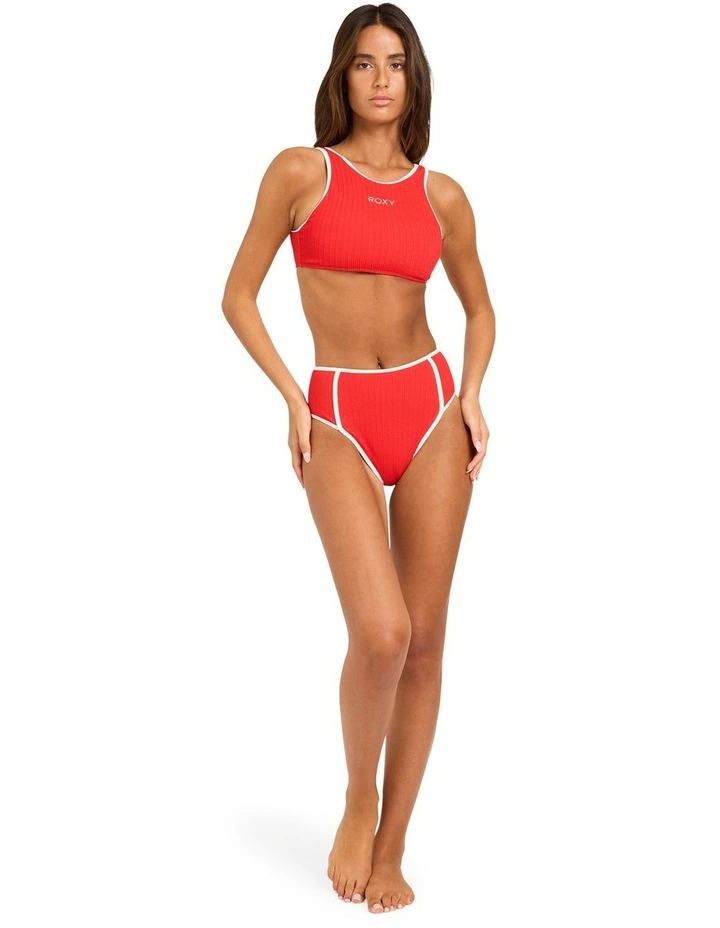 Aruba Field High Waist Retro Bikini Bottom In High Risk Red image 5