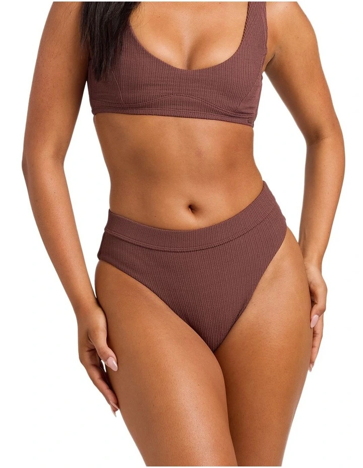 Roxy Love Bikini Mid Wasit High Leg Bikini Bottom In Java image 1
