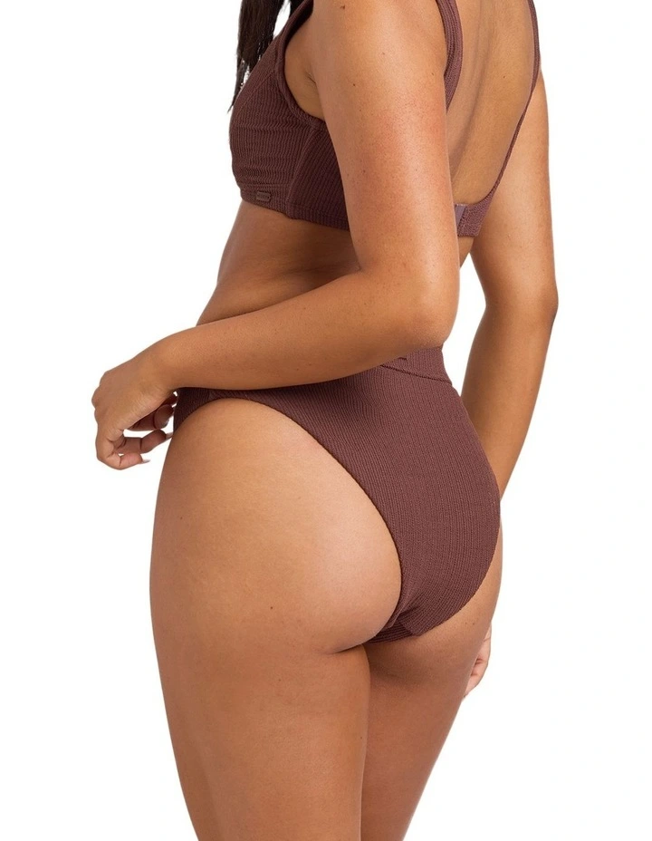 Roxy Love Bikini Mid Wasit High Leg Bikini Bottom In Java image 2