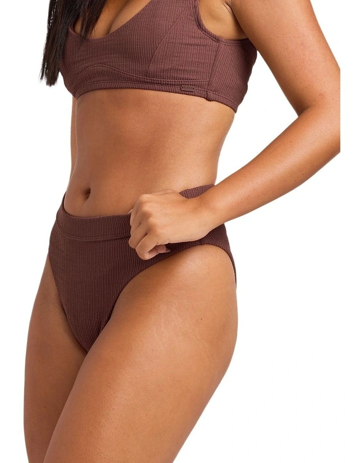 Roxy Love Bikini Mid Wasit High Leg Bikini Bottom In Java image 3