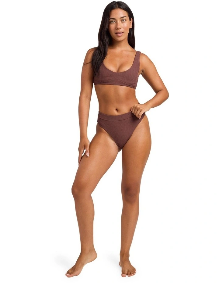 Roxy Love Bikini Mid Wasit High Leg Bikini Bottom In Java image 5