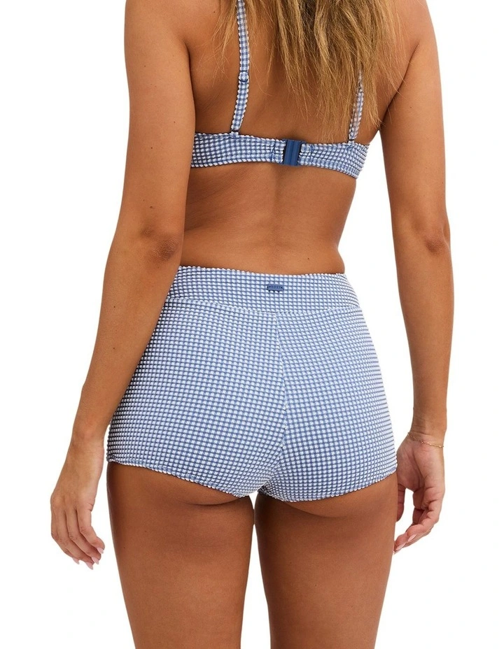 Charlie Check Shorty Bikini Bottom In Bijou Blue image 2