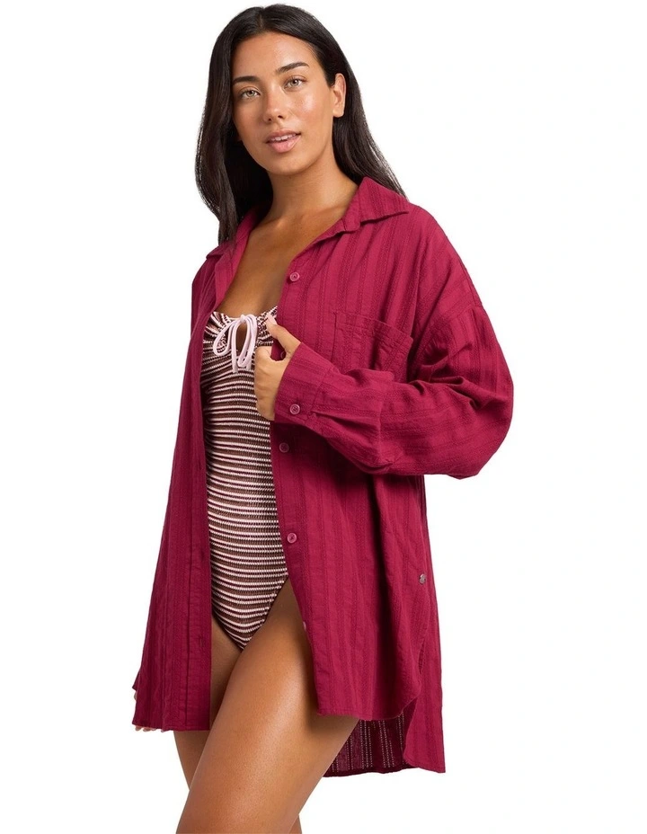 Carter Shirt In Beet Red image 3