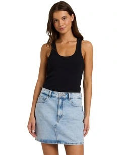 Shine Denim Skirt In Blue