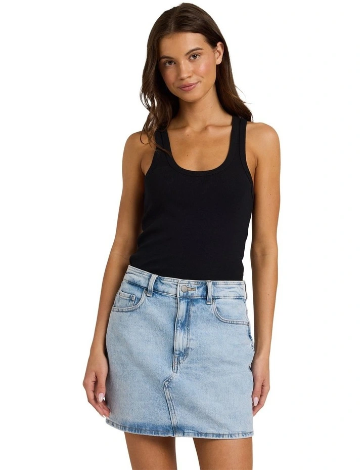 Shine Denim Skirt In Blue image 1