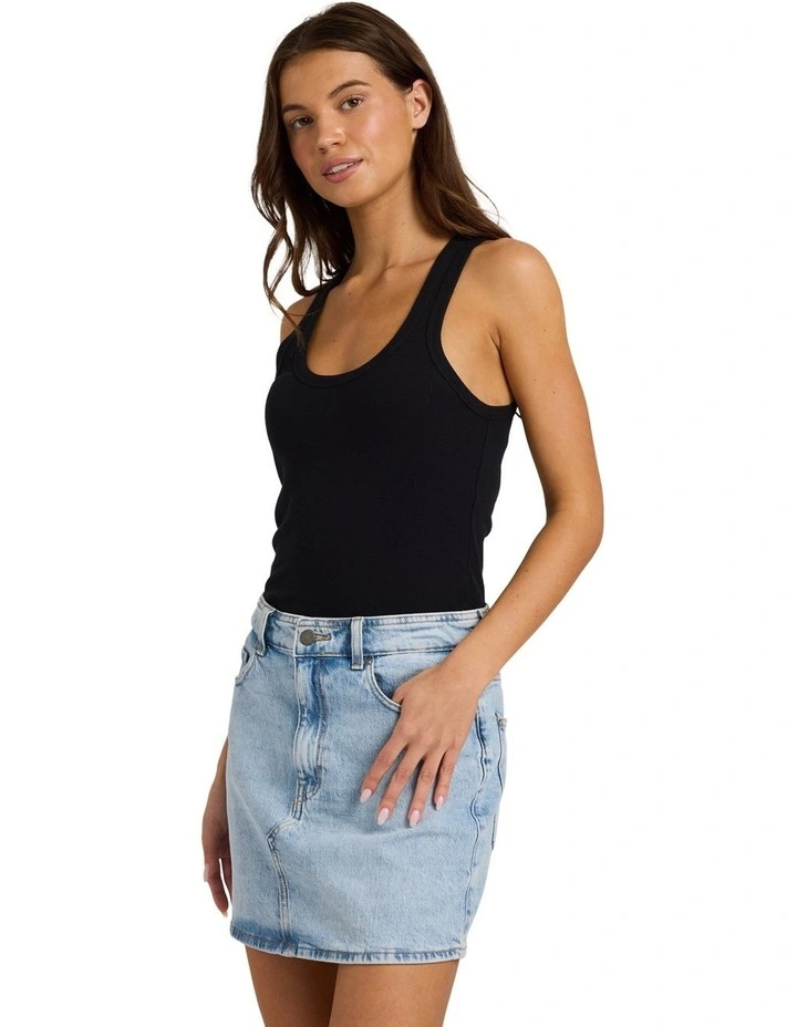 Shine Denim Skirt In Blue image 3