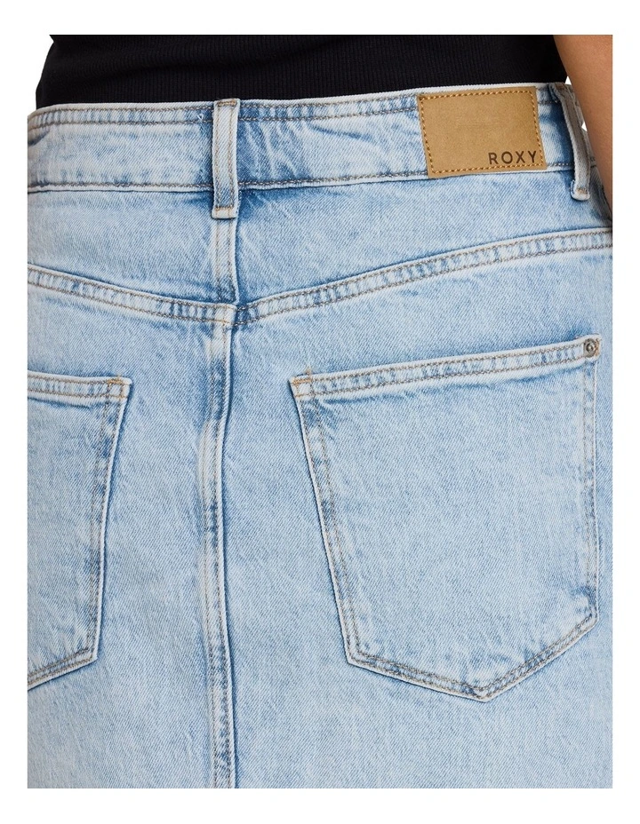 Shine Denim Skirt In Blue image 4