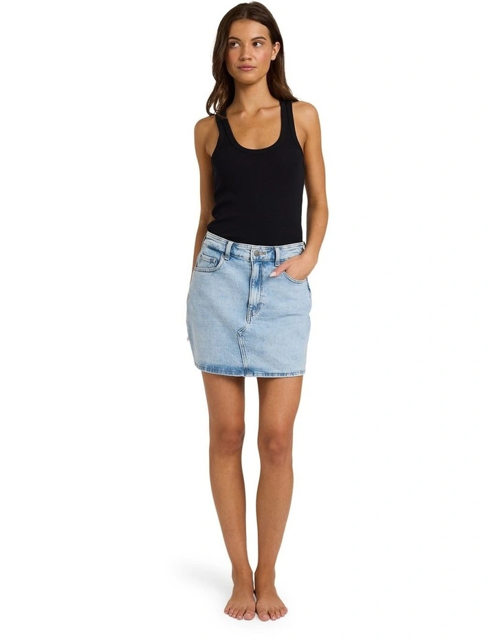 Shine Denim Skirt In Blue image 5