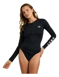 Essentials Long Sleeve Zip Rashguard In Anthracite
