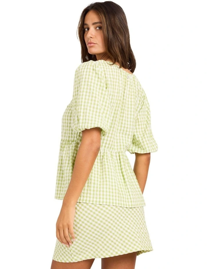 Charlie Check Top In Leaf Green image 2