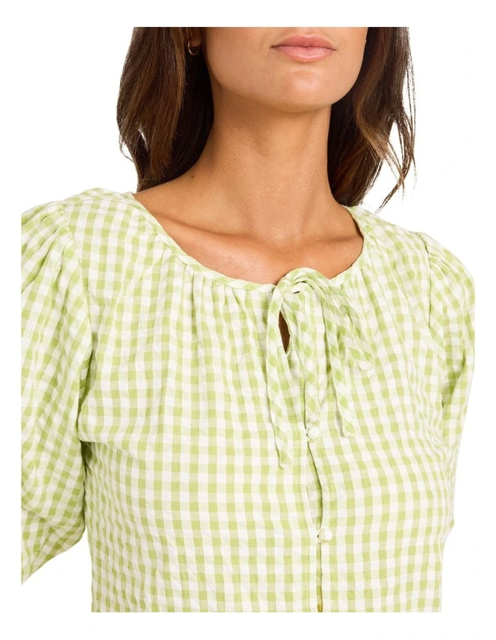 Charlie Check Top In Leaf Green image 4