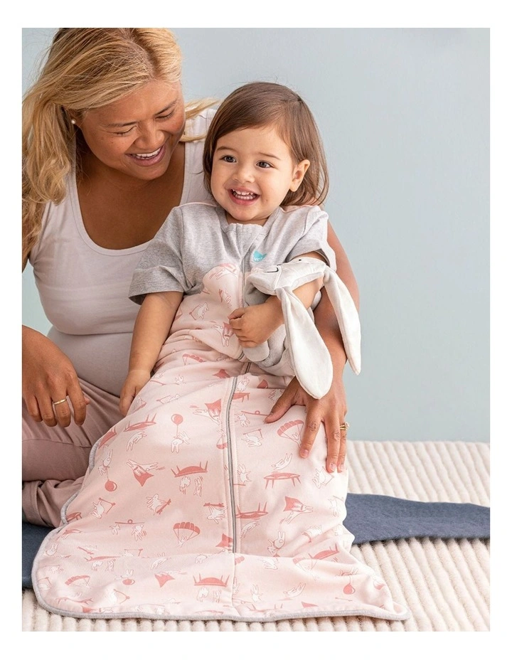 Organic Cotton Sleep Bag Short Slv Daredevil Bunny Light Pink image 2