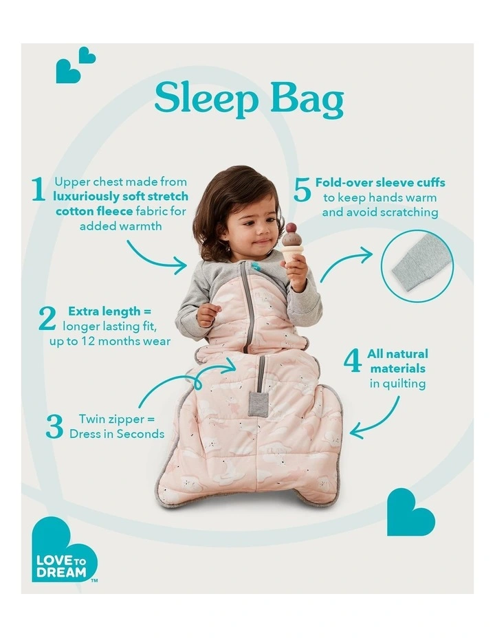Organic Cotton Sleep Bag Short Slv Daredevil Bunny Light Pink image 3