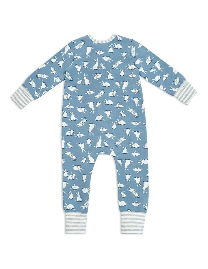 Cotton Tail Long Sleeve Footless Romper in Denim image 2