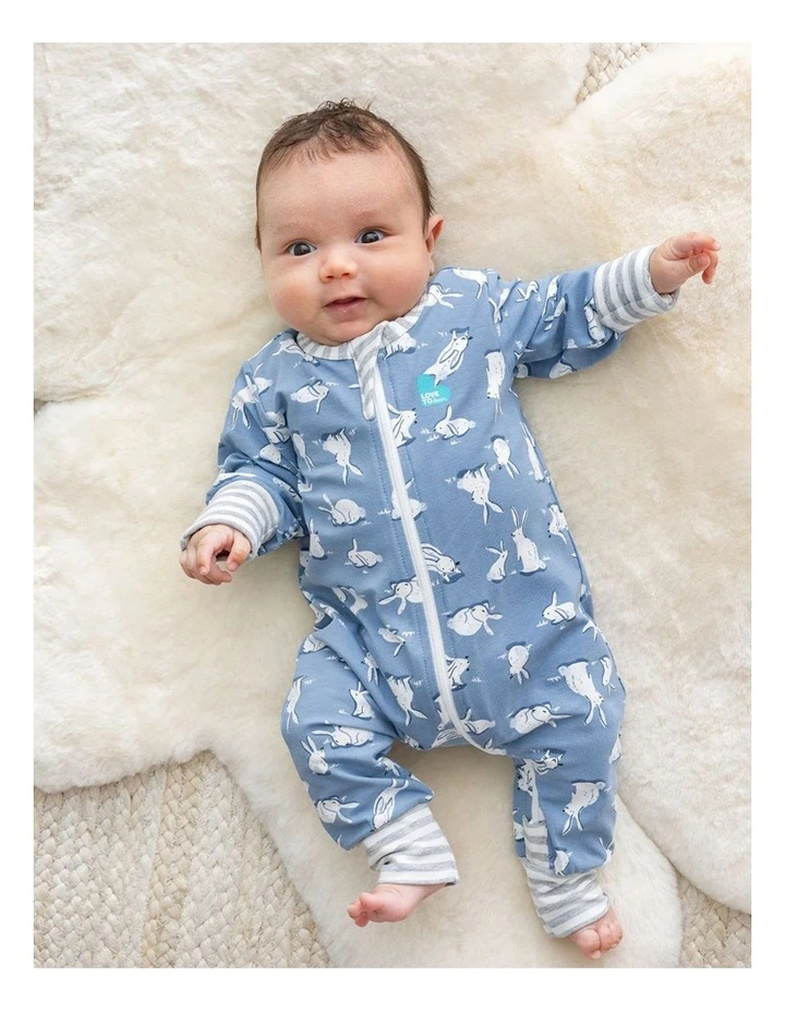 Cotton Tail Long Sleeve Footless Romper in Denim image 3