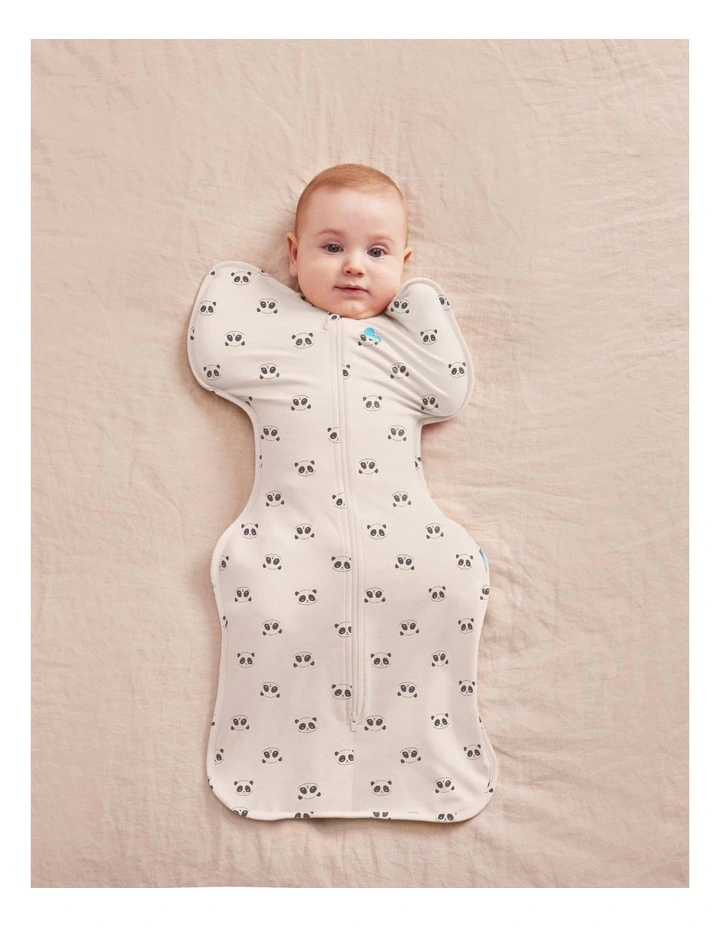 1.0T Stretch Cotton Sleepy Panda Swaddle Up in Cream image 2