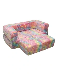 Glow in the Dark Unicorn Flip Out Play Modular Couch 4 Piece in Multi