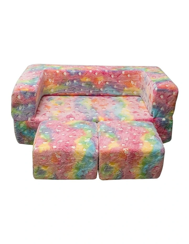 Glow in the Dark Unicorn Flip Out Play Modular Couch 4 Piece in Multi image 3