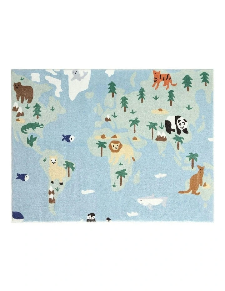 World Animal Map Rug in Multi image 4