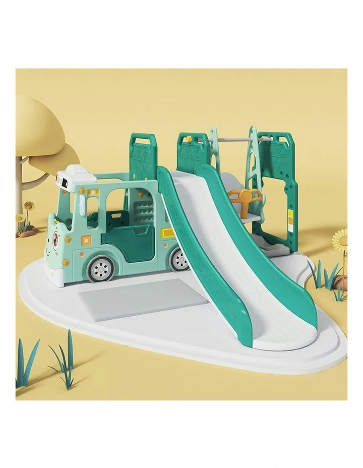 Lucas Baby Slider and Swing Play Center with Bus in Green image 1
