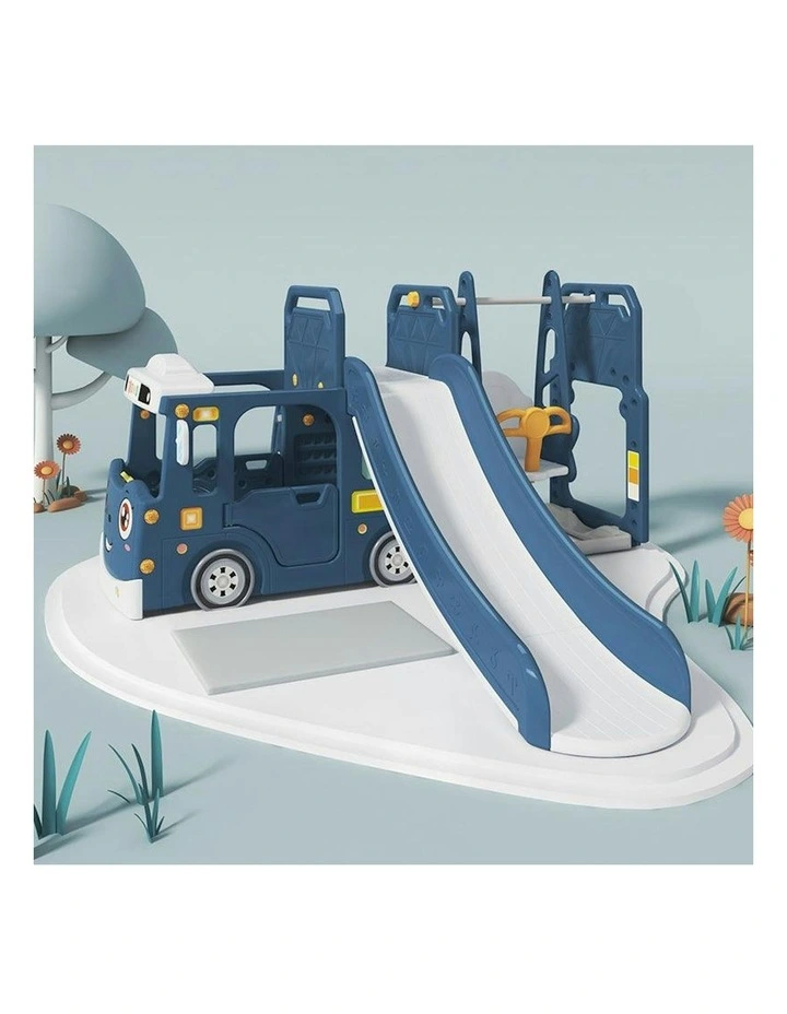 Lucas Baby Slider and Swing Play Center with Bus in Blue image 1