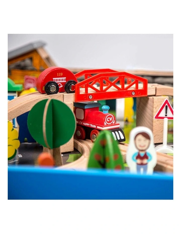 90 Pieces Train Set With Table in Multi image 7