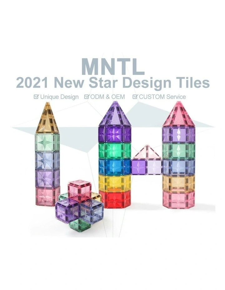 Magnetic Tile 108 Piece in Pastel image 4