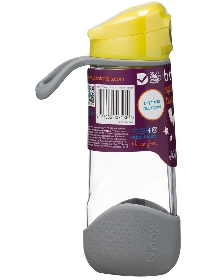 Sport Spout Bottle 600ml in Lemon Sherbet image 2