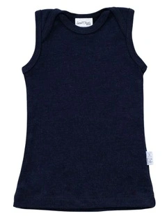 Merino Envelope Neck Singlet in Indigo
