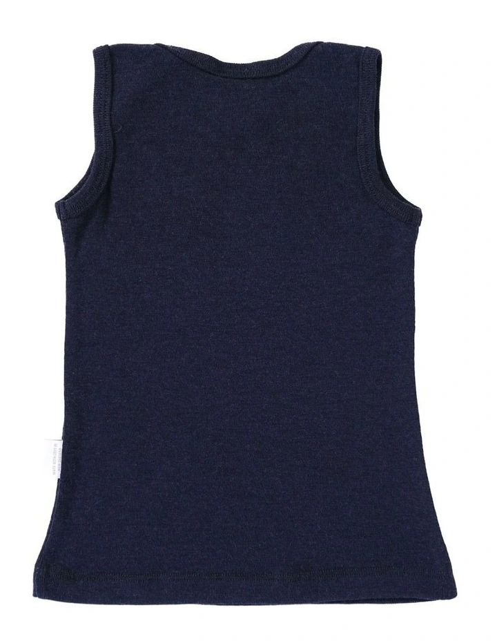 Merino Envelope Neck Singlet in Indigo image 3