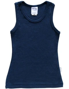 Merino Round Neck Singlet in Indigo