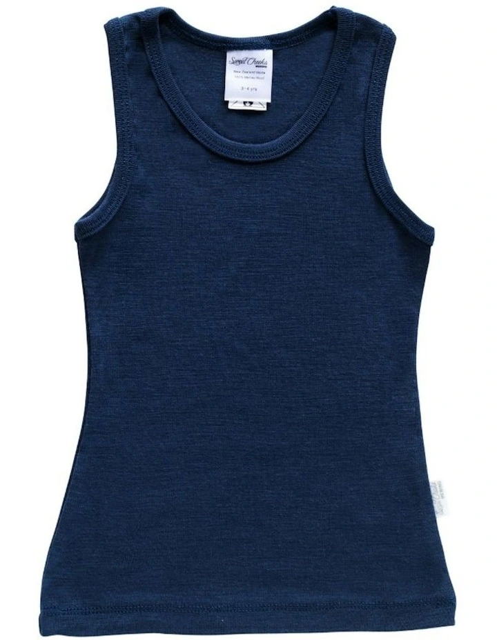 Merino Round Neck Singlet in Indigo image 1